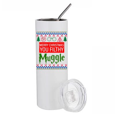 Merry Christmas Ya Filthy Muggle Ugly Sweater Stainless Steel Tumbler