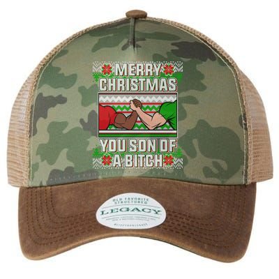 Merry Christmas You Son Of A Btch Ugly Sweater Legacy Tie Dye Trucker Hat
