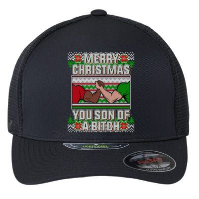 Merry Christmas You Son Of A Btch Ugly Sweater Flexfit Unipanel Trucker Cap