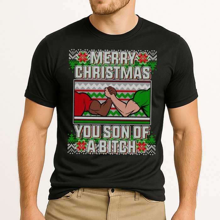Merry Christmas You Son Of A Btch Ugly Sweater Cooling Performance Crew T-Shirt