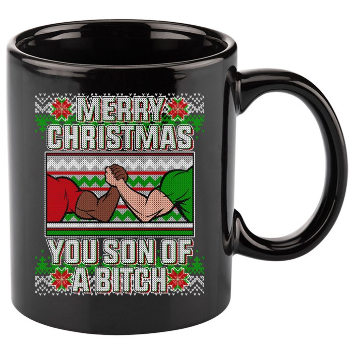 Merry Christmas You Son Of A Btch Ugly Sweater 11oz C Handle Ceramic Mug