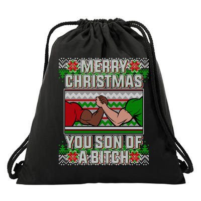 Merry Christmas You Son Of A Btch Ugly Sweater Drawstring Bag