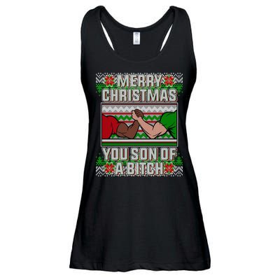 Merry Christmas You Son Of A Btch Ugly Sweater Ladies Essential Flowy Tank
