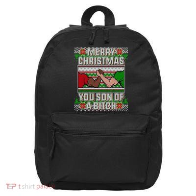 Merry Christmas You Son Of A Btch Ugly Sweater 16 in Basic Backpack