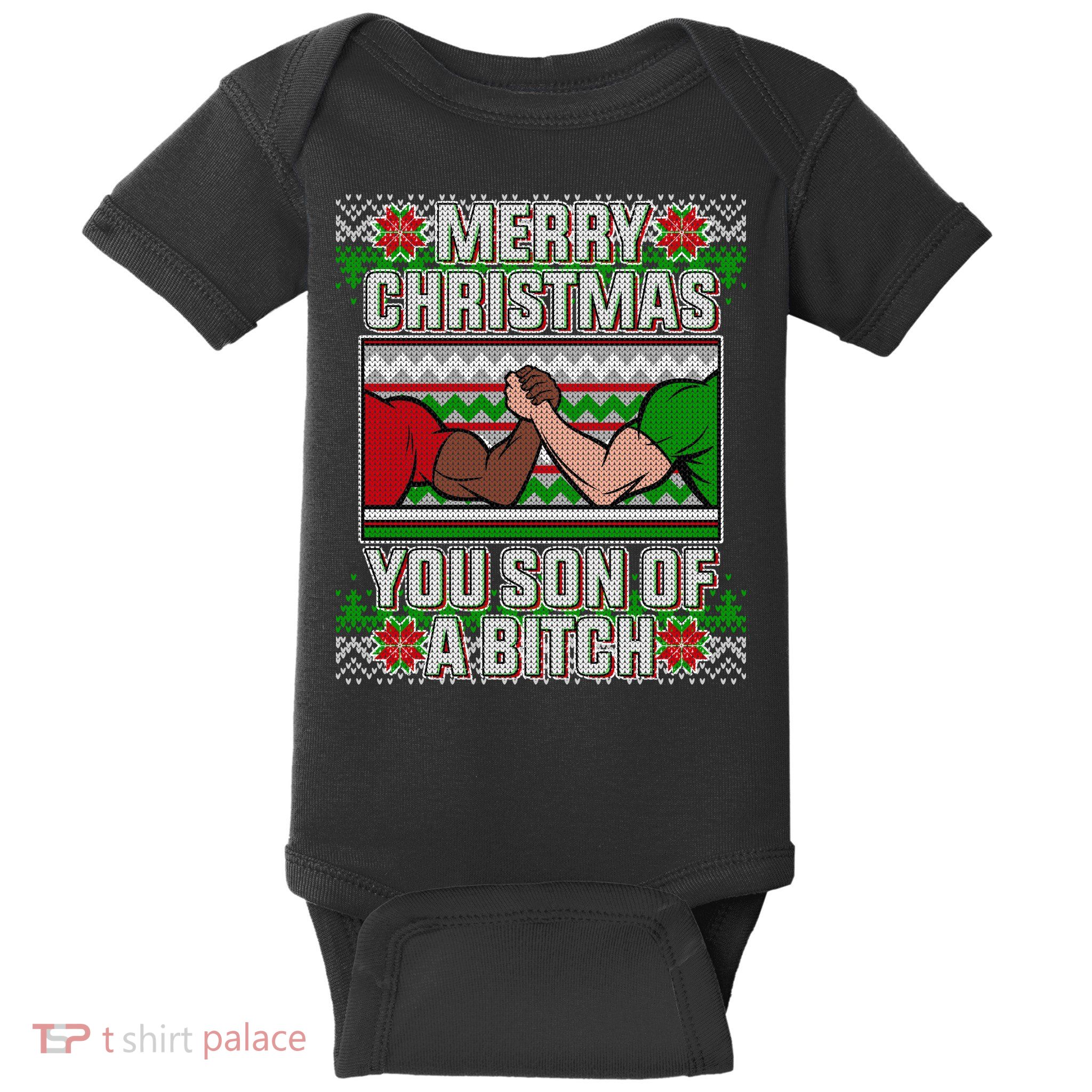 Merry Christmas You Son Of A Btch Ugly Sweater Baby Bodysuit