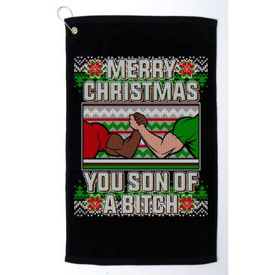 Merry Christmas You Son Of A Btch Ugly Sweater Golf Towel