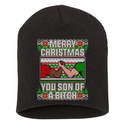 Merry Christmas You Son Of A Btch Ugly Sweater Short Acrylic Beanie