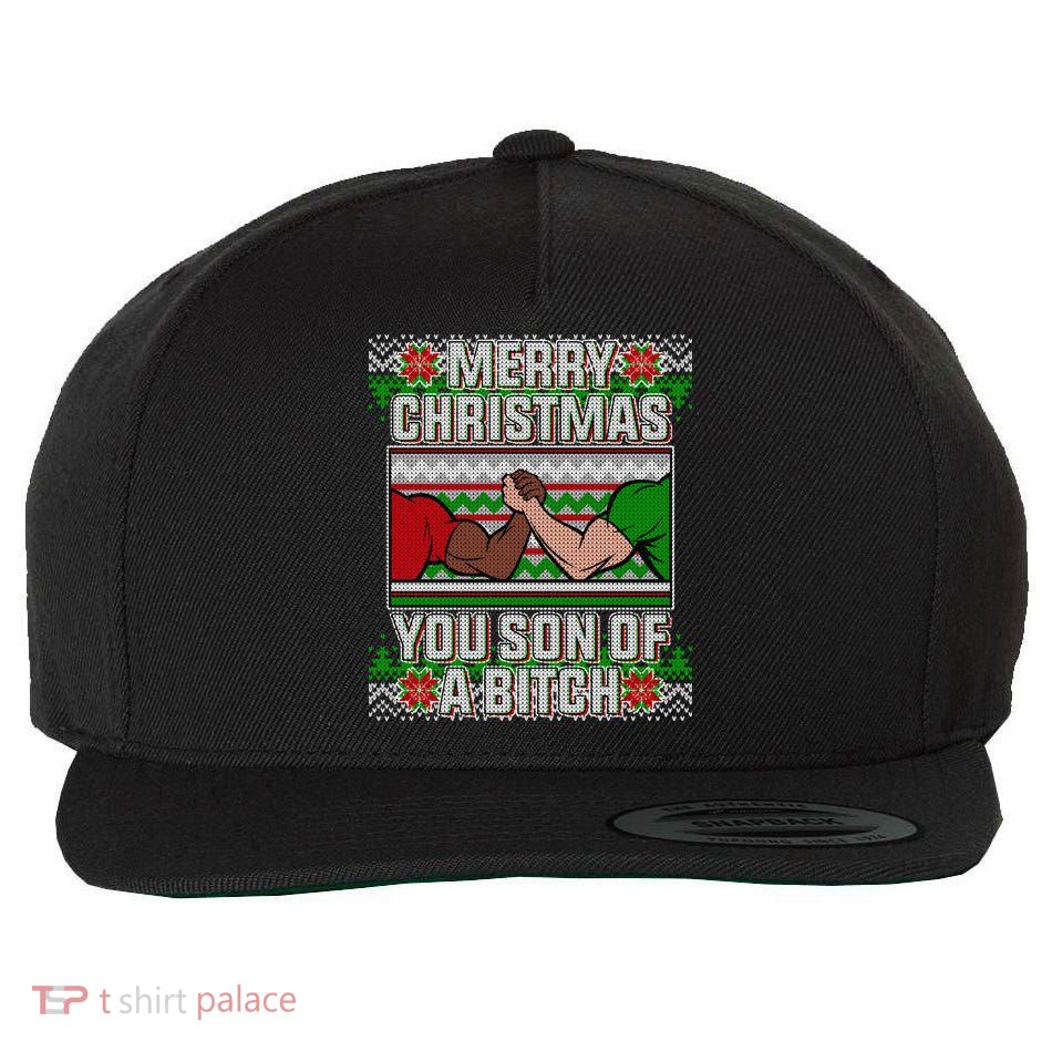 Merry Christmas You Son Of A Btch Ugly Sweater Wool Snapback Cap