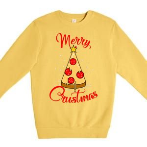 Merry Chrustmas Funny Christmas Pizza Premium Crewneck Sweatshirt