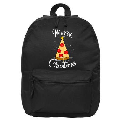 Merry Chrustmas Funny Christmas Pizza 16 in Basic Backpack