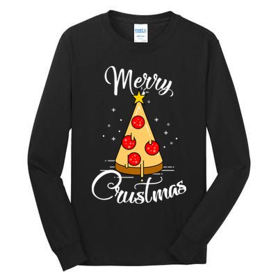 Merry Chrustmas Funny Christmas Pizza Tall Long Sleeve T-Shirt