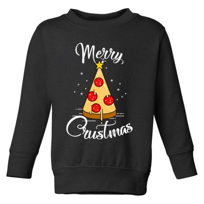 Merry Chrustmas Funny Christmas Pizza Toddler Sweatshirt