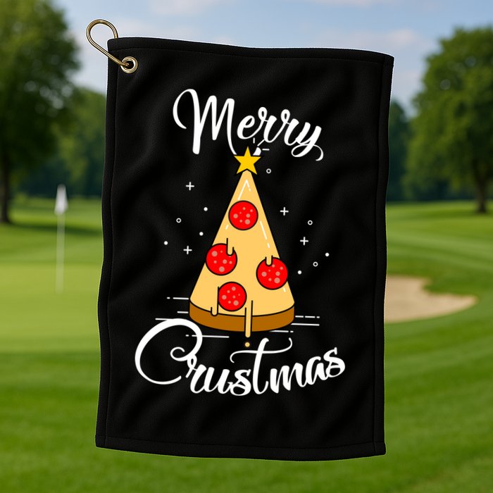 Merry Chrustmas Funny Christmas Pizza Golf Towel