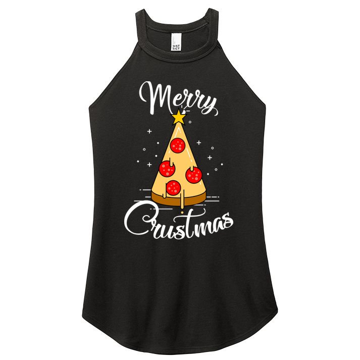 Merry Chrustmas Funny Christmas Pizza Women's Perfect Tri Rocker Tank