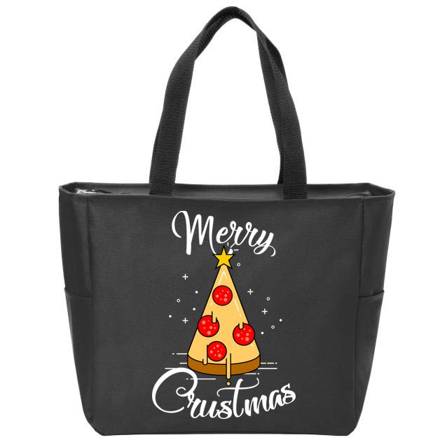 Merry Chrustmas Funny Christmas Pizza Zip Tote Bag