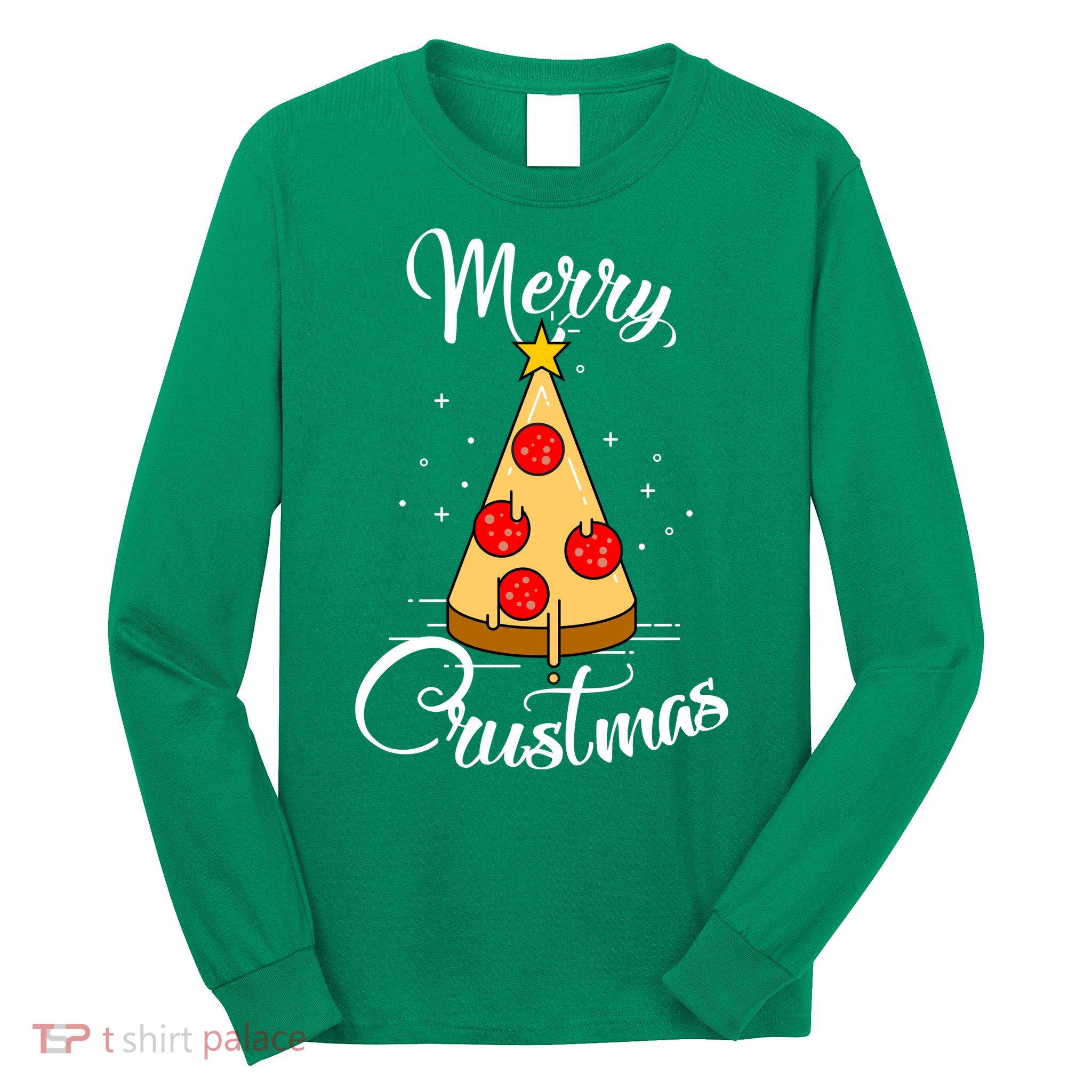 Merry Chrustmas Funny Christmas Pizza Long Sleeve Shirt