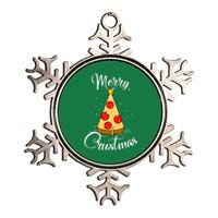 Merry Chrustmas Funny Christmas Pizza Metallic Star Ornament