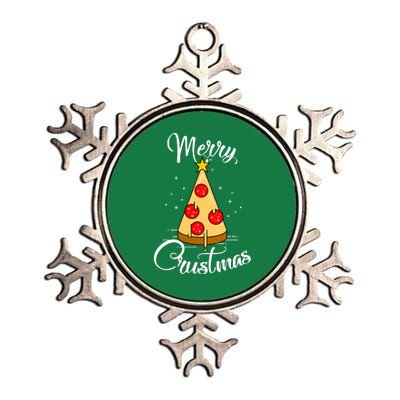 Merry Chrustmas Funny Christmas Pizza Metallic Star Ornament