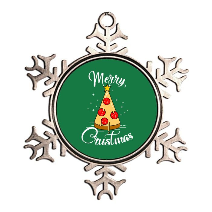 Merry Chrustmas Funny Christmas Pizza Metallic Star Ornament