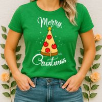 Merry Chrustmas Funny Christmas Pizza Womens T-Shirt
