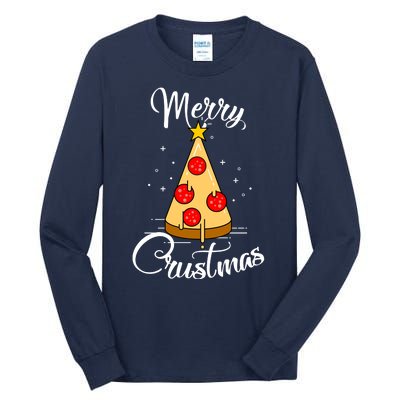 Merry Chrustmas Funny Christmas Pizza Tall Long Sleeve T-Shirt