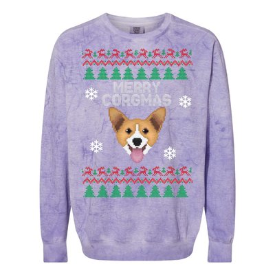 Merry Corgmas Ugly Christmas Colorblast Crewneck Sweatshirt