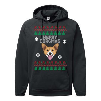 Merry Corgmas Ugly Christmas Performance Fleece Hoodie