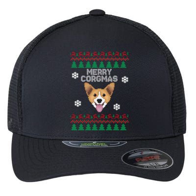 Merry Corgmas Ugly Christmas Flexfit Unipanel Trucker Cap