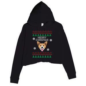 Merry Corgmas Ugly Christmas Crop Fleece Hoodie