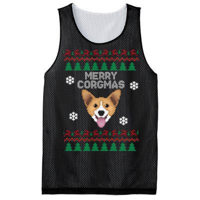 Merry Corgmas Ugly Christmas Mesh Reversible Basketball Jersey Tank