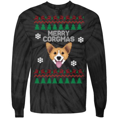 Merry Corgmas Ugly Christmas Tie-Dye Long Sleeve Shirt