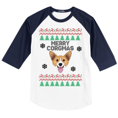 Merry Corgmas Ugly Christmas Baseball Sleeve Shirt