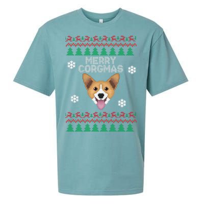 Merry Corgmas Ugly Christmas Sueded Cloud Jersey T-Shirt