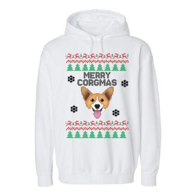 Merry Corgmas Ugly Christmas Garment-Dyed Fleece Hoodie