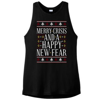 Merry Crisis Ugly Christmas Sweater Ladies PosiCharge Tri-Blend Wicking Tank