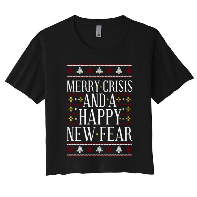 Merry Crisis Ugly Christmas Sweater Crop Top
