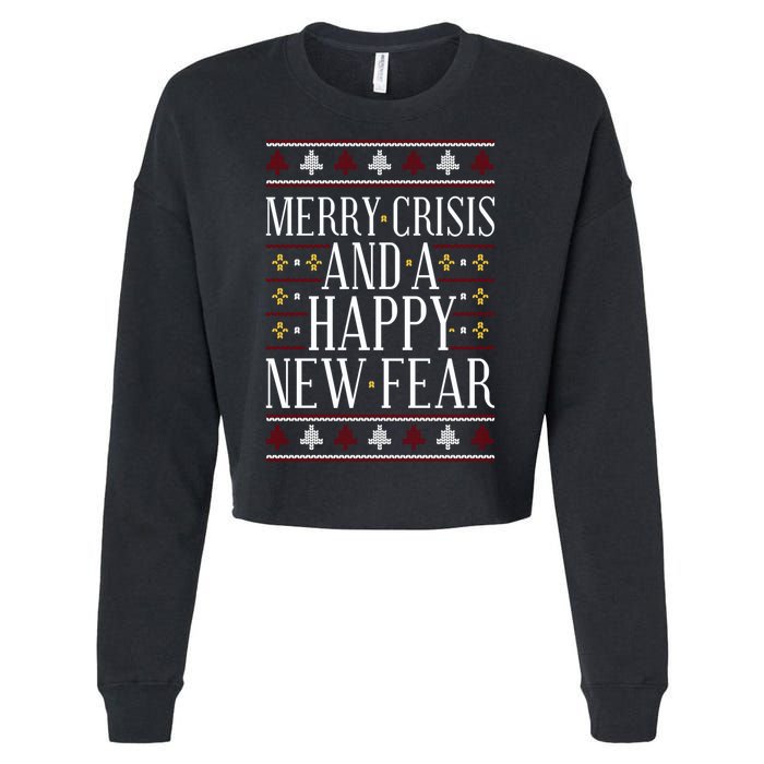 Merry Crisis Ugly Christmas Sweater Cropped Pullover Crew