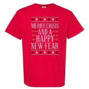 Merry Crisis Ugly Christmas Sweater Garment-Dyed Heavyweight T-Shirt