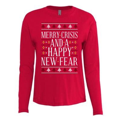 Merry Crisis Ugly Christmas Sweater Womens Cotton Relaxed Long Sleeve T-Shirt