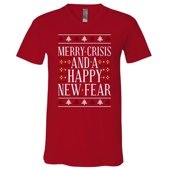 Merry Crisis Ugly Christmas Sweater V-Neck T-Shirt