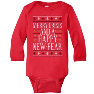 Merry Crisis Ugly Christmas Sweater Baby Long Sleeve Bodysuit