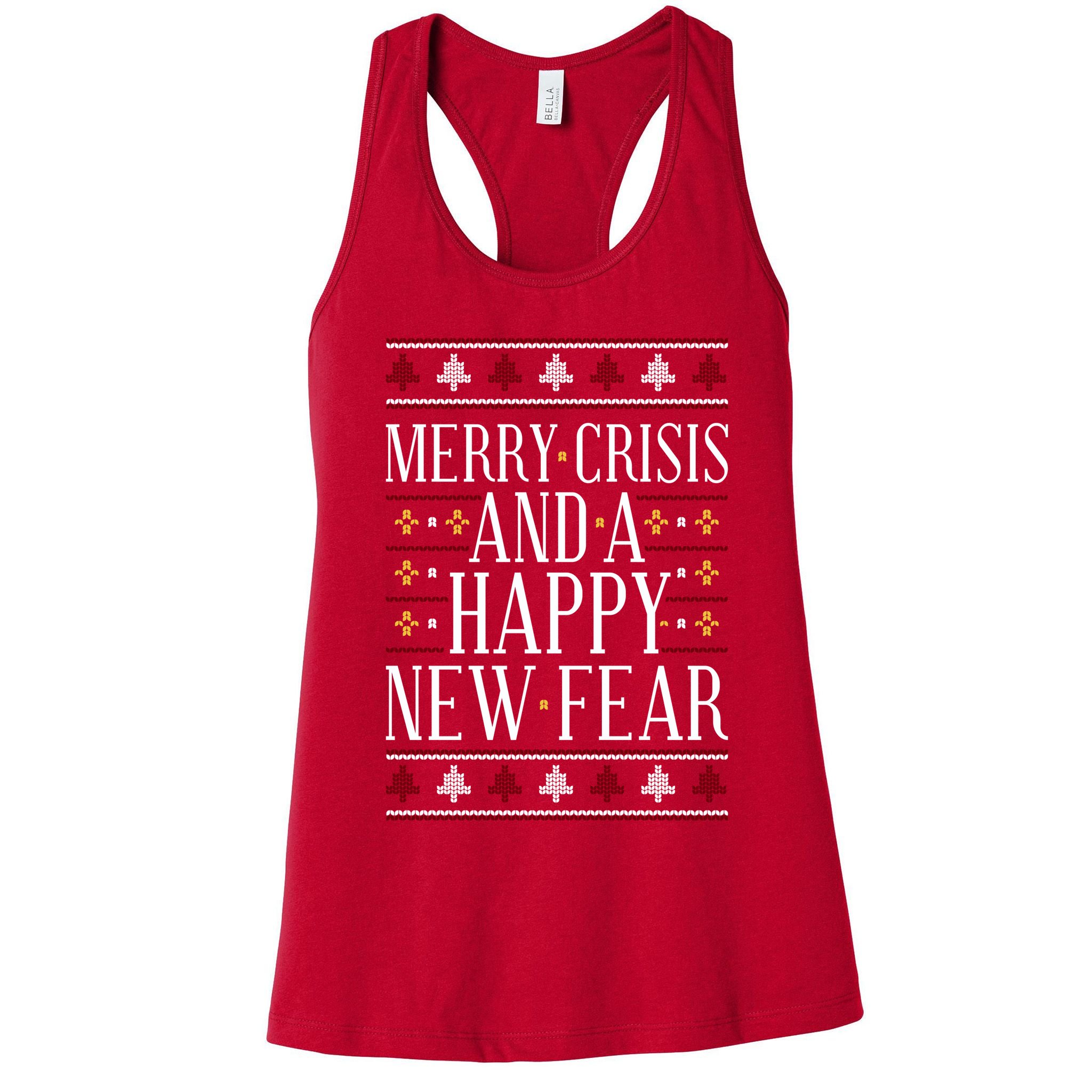Merry Crisis Ugly Christmas Sweater Womens Tank Top
