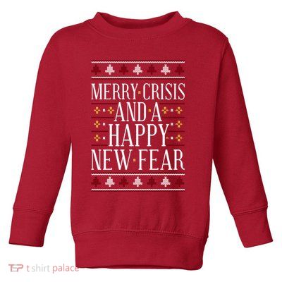 Merry Crisis Ugly Christmas Sweater Toddler Sweatshirt
