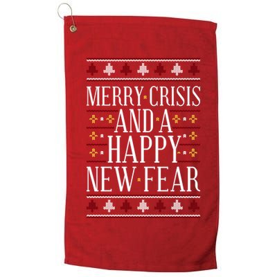 Merry Crisis Ugly Christmas Sweater Golf Towel