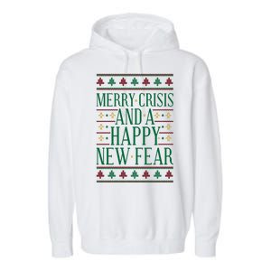 Merry Crisis Ugly Christmas Sweater Garment-Dyed Fleece Hoodie