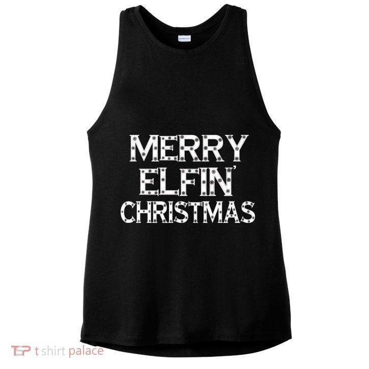 Merry Elfin' Christmas Ladies PosiCharge Tri-Blend Wicking Tank