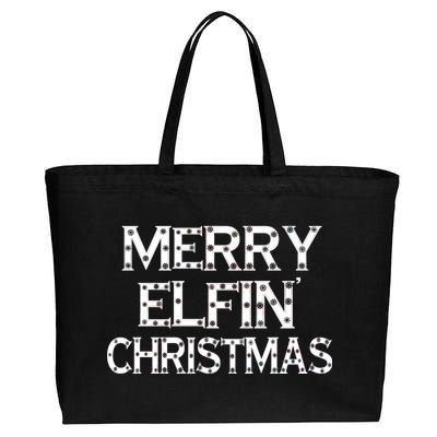 Merry Elfin' Christmas Cotton Canvas Jumbo Tote