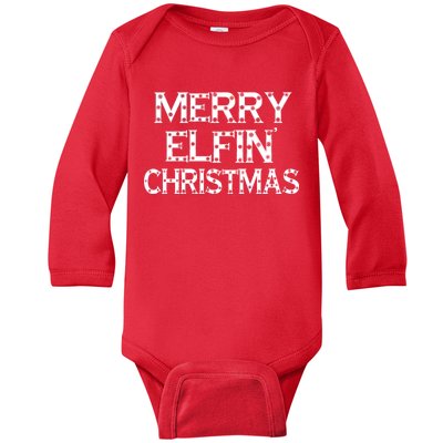 Merry Elfin' Christmas Baby Long Sleeve Bodysuit