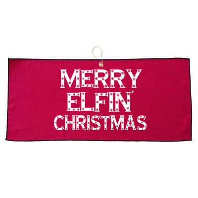 Merry Elfin' Christmas Large Microfiber Waffle Golf Towel