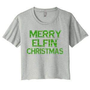 Merry Elfin' Christmas Women's Crop Top Tee